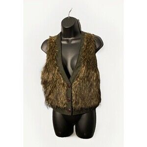 I Love H81 Faux Fur Vest Women's Medium Wool Blend‎ Lined Top/Vest